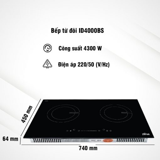 Bếp từ đôi Ferroli-ID4000BS-Điều khiển trượt 