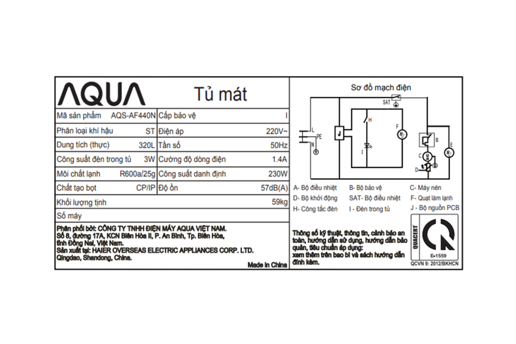 Tủ mát Aqua 320 Lít AQS-AF440N