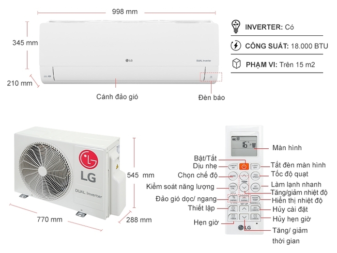 Máy lạnh LG Inverter 2 HP V18ENF1