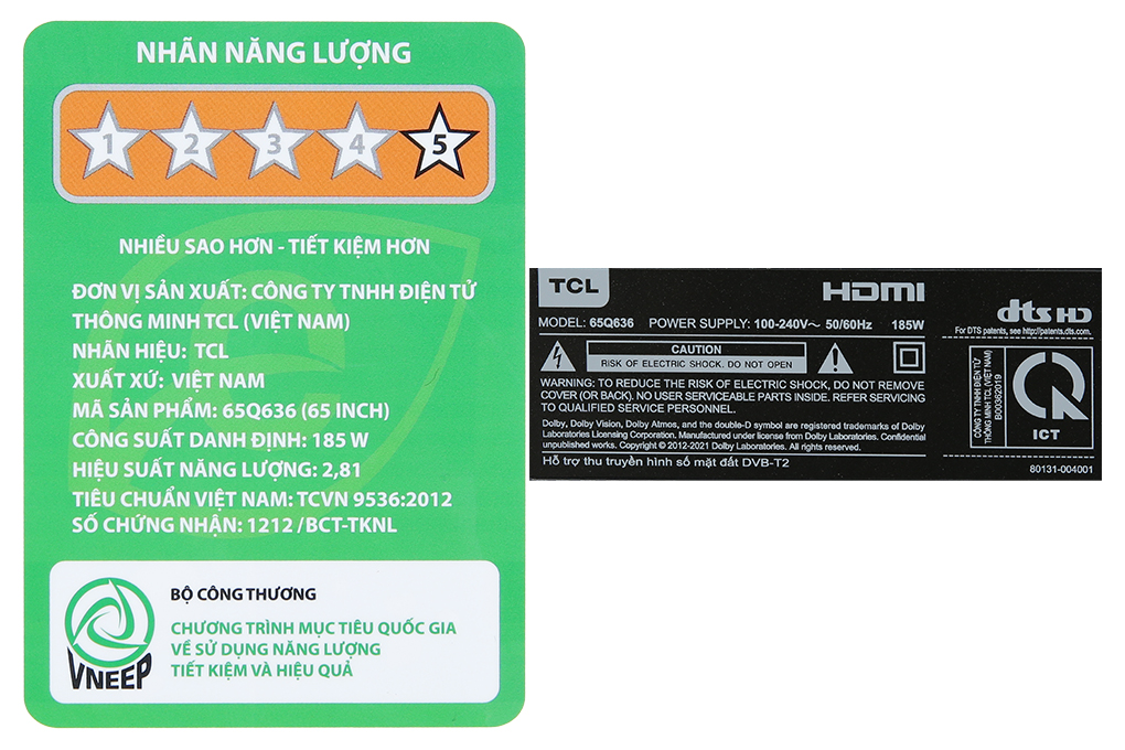 Google Tivi QLED TCL 4K 65 inch 65Q636