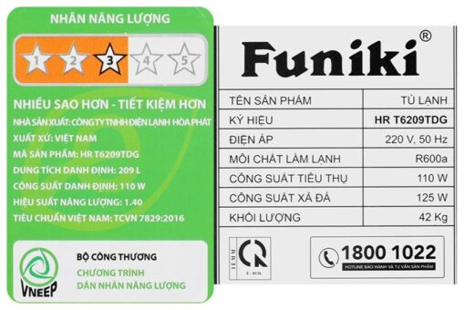 Tủ lạnh Funiki 209 lít HR-T6209TDG