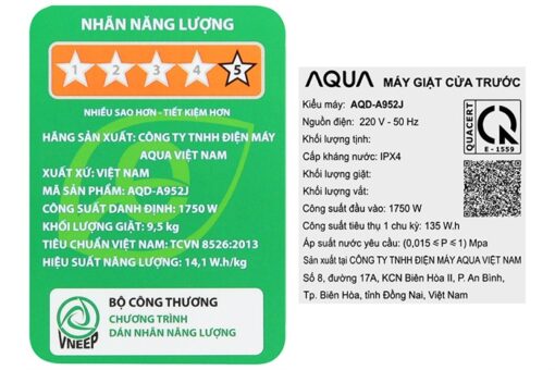 Máy giặt Aqua Inverter 9.5 kg AQD-A952J.BK