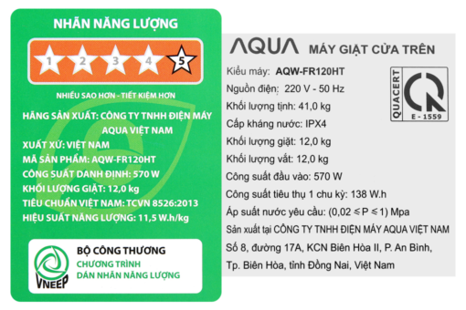 Máy giặt Aqua 12 kg AQW-FR120HT.BK