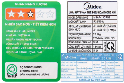 Điều hòa Midea  1.5 HP 12.000Btu MSAFG-13CRN8