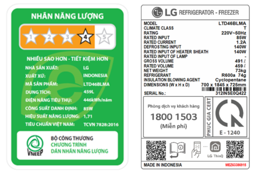 Tủ lạnh LG Inverter 459 lít LTD46BLMA