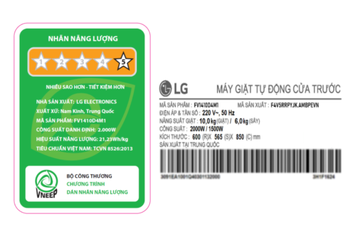 Máy giặt sấy LG Inverter giặt 10 kg - sấy 6 kg FV1410D4M1