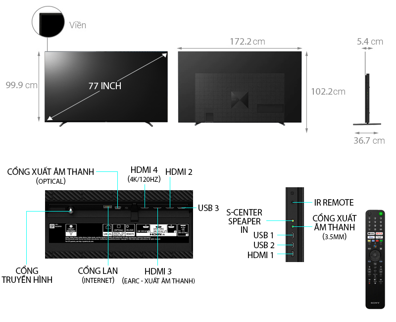 OLED Tivi 4K Sony 77 inch 77A80J Android TV