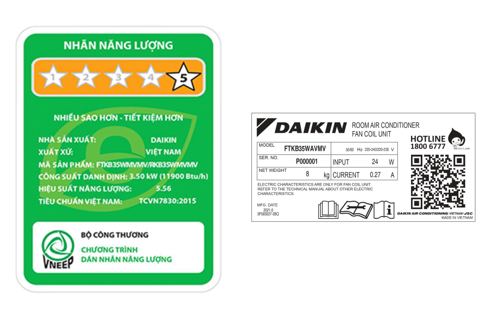 Máy lạnh Daikin Inverter 1.5 HP FTKB35WAVMV