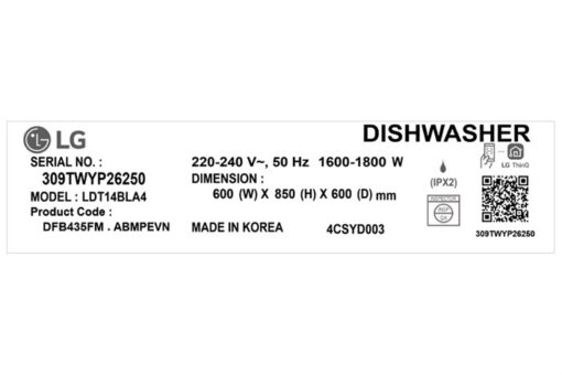 Máy rửa bát độc lập 14 bộ LG LDT14BLA4