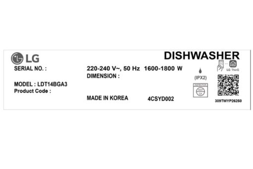 Máy rửa bát độc lập 14 bộ LG LDT14BGA3