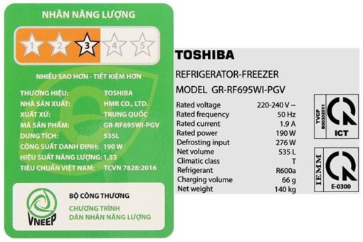 Tủ lạnh Toshiba Inverter 535 lít Japandi Multi Door GR-RF695WI-PGV(67)