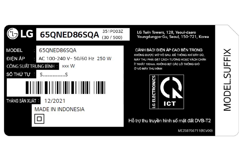 Smart Tivi QNED LG 4K 65 inch 65QNED86SQA