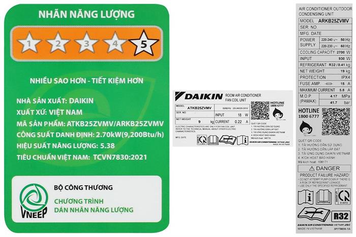 Máy lạnh Daikin Inverter 1 HP ATKB25ZVMV