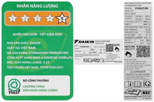 Điều hoà Daikin Inverter 2.5 HP FTKB60ZVMV 21000btu