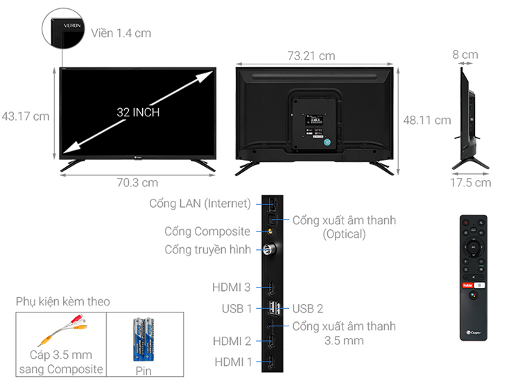 Smart Tivi Casper 32 inch 32HG5100 - Hàng Chính Hãng