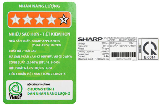 Máy lạnh Sharp Wifi Inverter 1 HP AH-XP10WHW