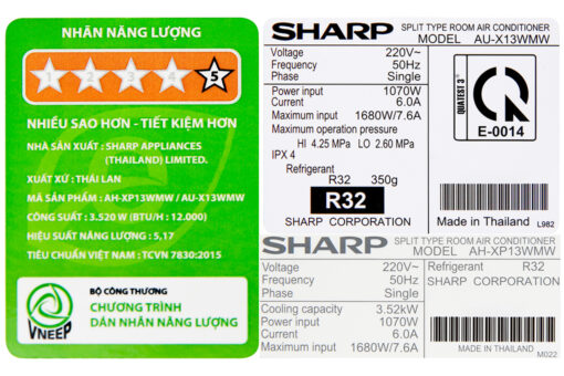 Máy lạnh Sharp Inverter 1.5 HP AH-XP13WMW
