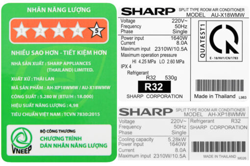 Máy lạnh Sharp Inverter 2 HP AH-XP18WMW