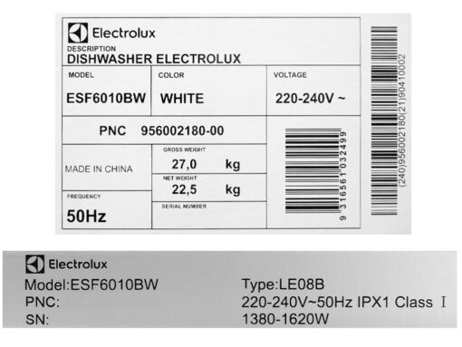 Máy rửa bát mini Electrolux 8 bộ ESF6010BW