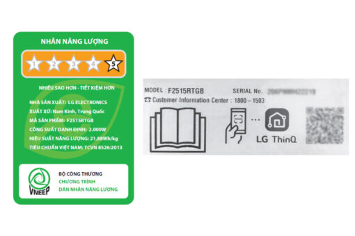 Máy giặt sấy LG Inverter 15 kg F2515RTGB
