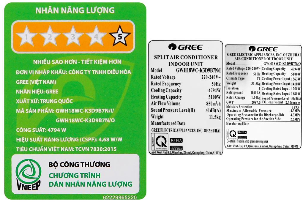 Máy điều hòa 2 chiều Gree Inverter 2 HP GWH18WC-K3D9B7N