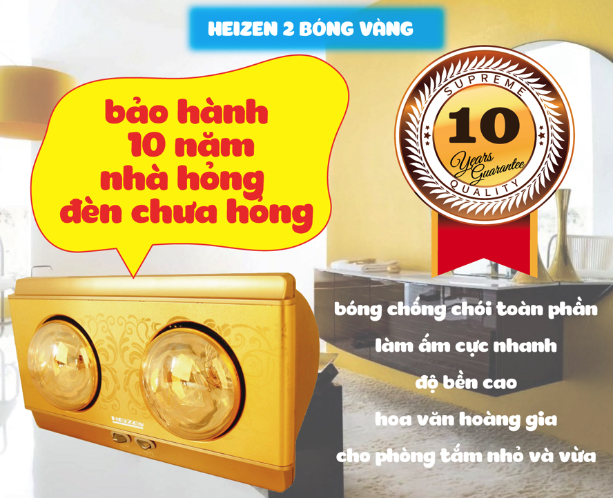 Đèn sưởi nhà tắm Heizen HE-2B 2 bóng