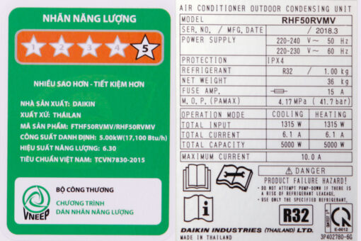 Máy lạnh 2 chiều Daikin Inverter 2.0 HP FTHF50RVMV