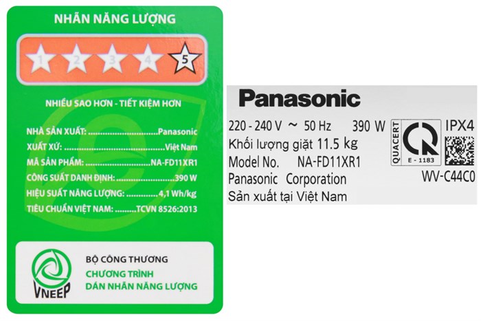 Máy giặt Panasonic 11.5 Kg Inverter NA-FD11XR1LV