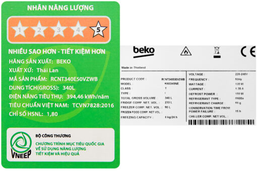 Tủ lạnh Beko Inverter 323 lít RCNT340E50VZWB