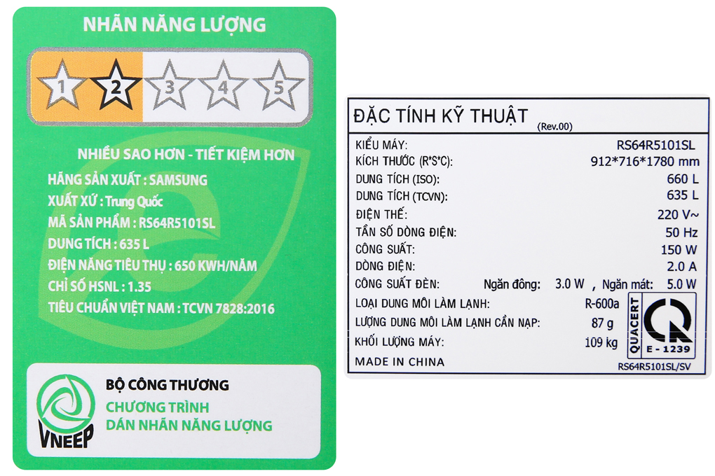 Tủ lạnh Samsung Inverter 617 lít RS64R5101SL/SV