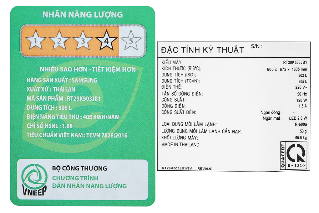 Tủ lạnh Samsung Inverter 302 Lít RT29K503JB1/SV