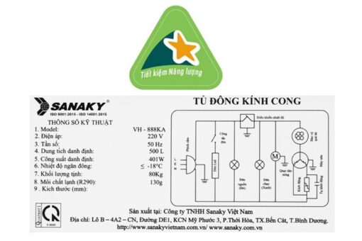 Tủ đông nắp kính lùa Sanaky 500 lít VH-888KA