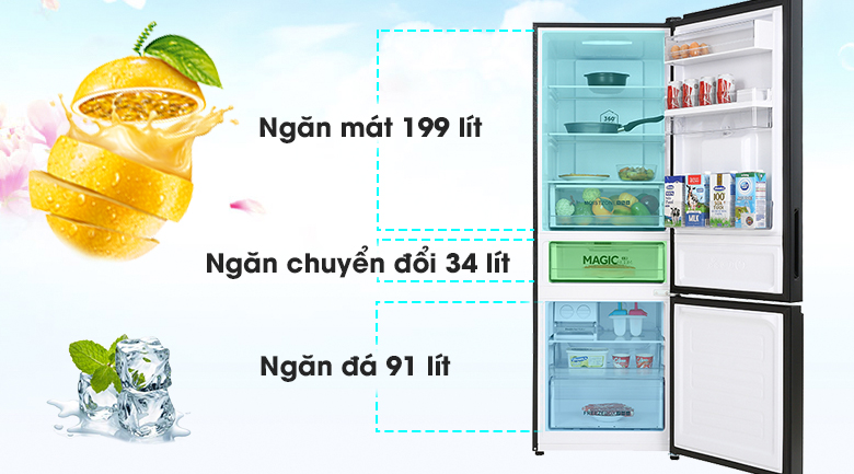 Tủ lạnh Aqua Inverter 320 lít AQR-B379MA(WGB)