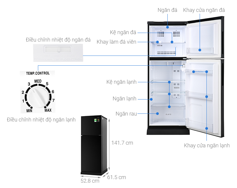 Tủ lạnh Aqua Inverter 186 lít AQR-T219FA(PB)