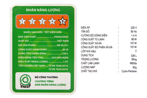 Tủ lạnh Panasonic Inverter 326 lít NR-BL351WKVN