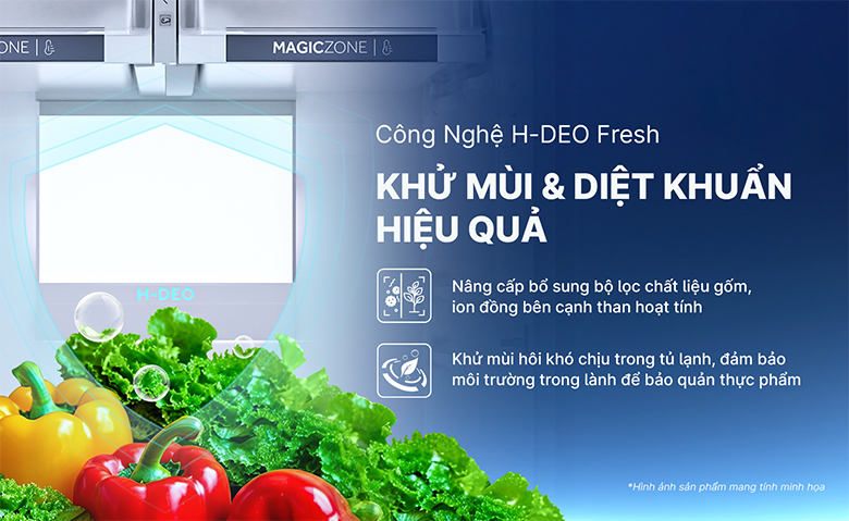Tủ lạnh Aqua Inverter 455 lít AQR-TA518FA(GL)U1 - Công nghệ H - Deo Fresh khử mùi, diệt khuẩn hiệu quả