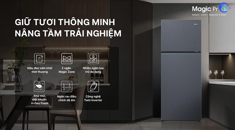 Tủ lạnh Aqua Inverter 455 lít AQR-T518FA(SL)