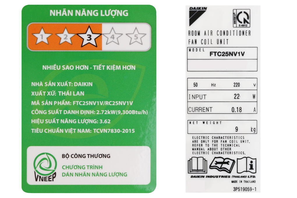 Điều hòa Daikin 9000 BTU FTC25NV1V