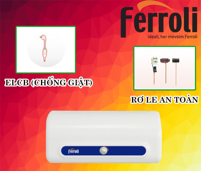 Bình nước nóng Ferroli QQ EVO 15L chống giật, chống cặn 2.500W - AE