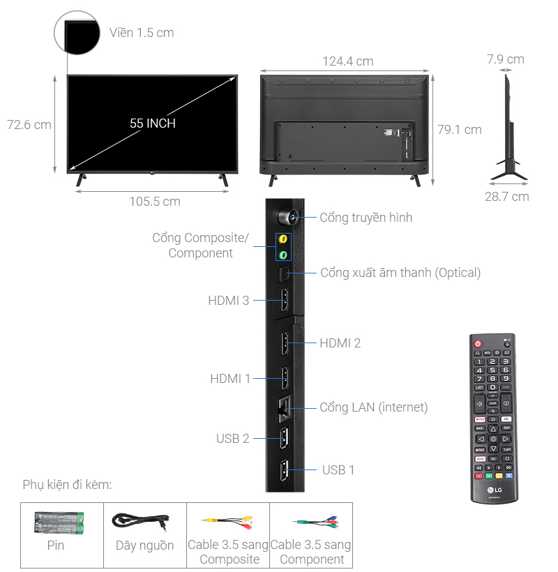 Smart Tivi LG 4K 55 inch 55UN7000PTA mới 2020
