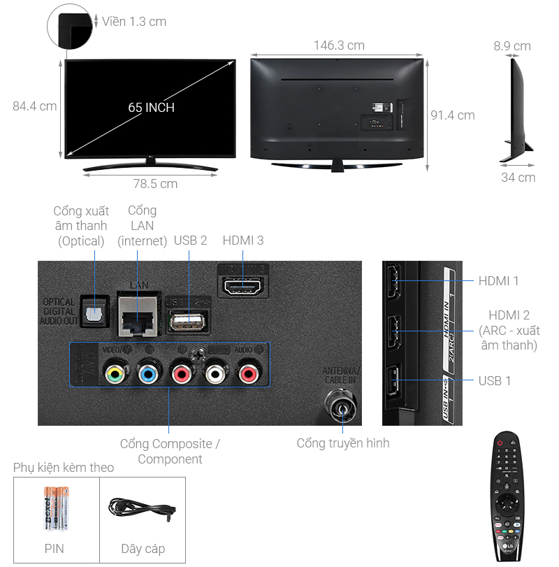 Smart Tivi LG 4K 65 inch 65UN7400PTA