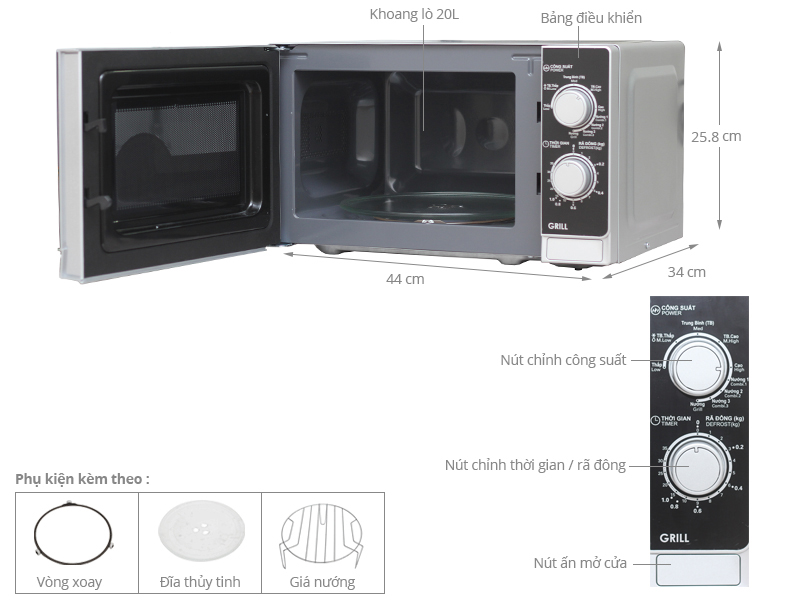 Lò vi sóng Sharp R-G223VN-SM 20 lít