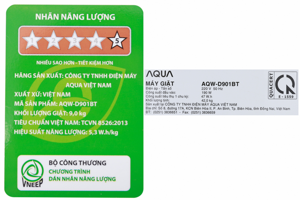 Máy giặt Aqua Inverter 9 kg AQW-D901BT N