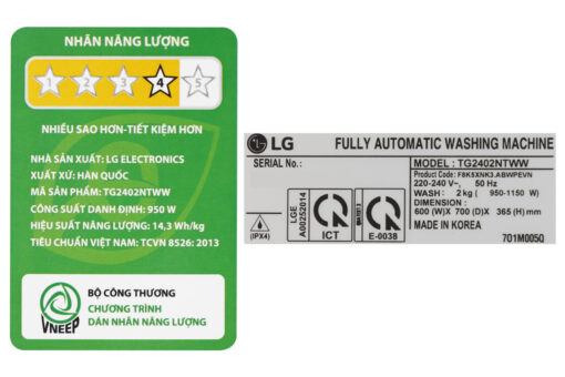 Máy giặt LG TWINWash Mini Inverter 2 kg TG2402NTWW
