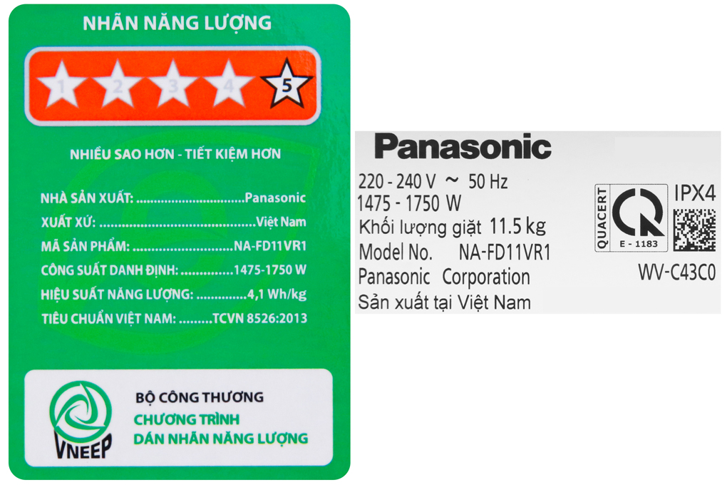 Máy giặt Panasonic 11.5 Kg Inverter NA-FD11VR1BV