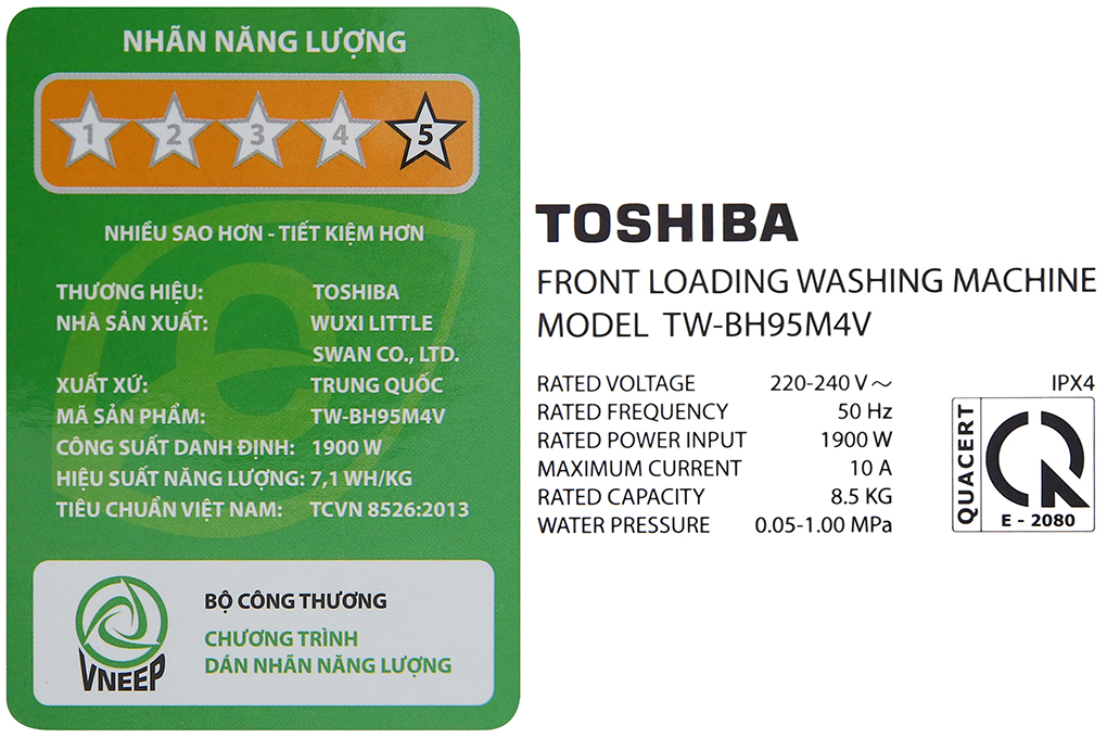 Máy giặt Toshiba Inverter 8.5 kg TW-BH95M4V SK
