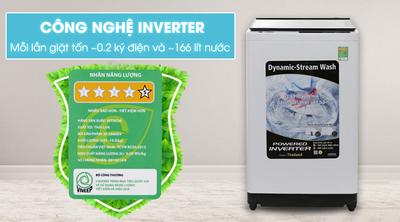 Máy giặt Hitachi Inverter 10 kg SF-100XAV 220-VT (WH-B)