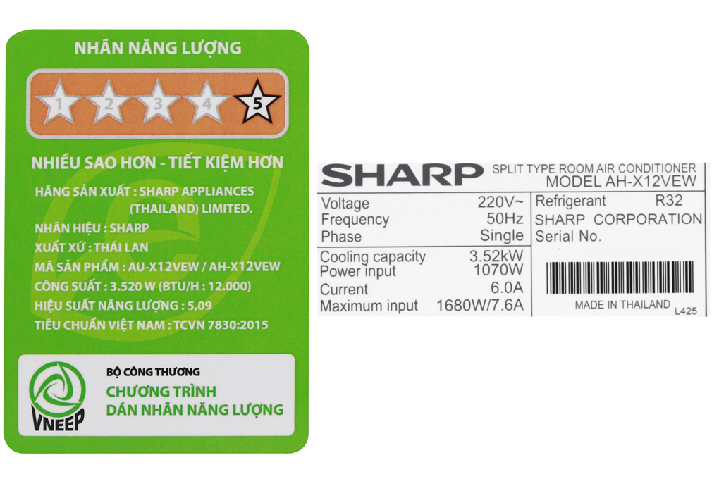 Máy lạnh Sharp Inverter 1.5 HP AH-X12VEW