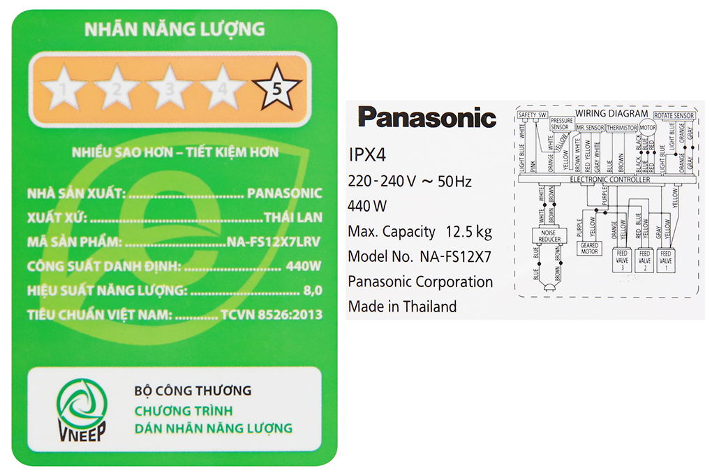 Máy giặt Panasonic Inverter 12.5 Kg NA-FS12X7LRV