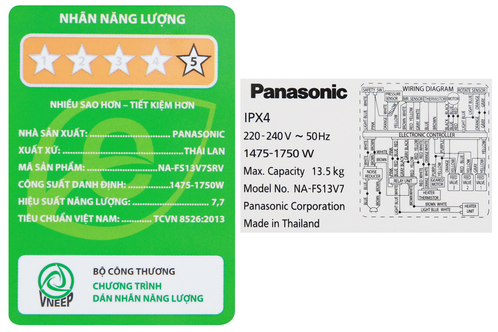 Máy giặt Panasonic Inverter 13.5 Kg NA-FS13V7SRV